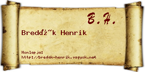 Bredák Henrik névjegykártya